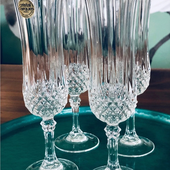 🛑SOLD🛑 Set Of 4 Crystal D’Arques Durand Champagne Flutes - Picture 2 of 4